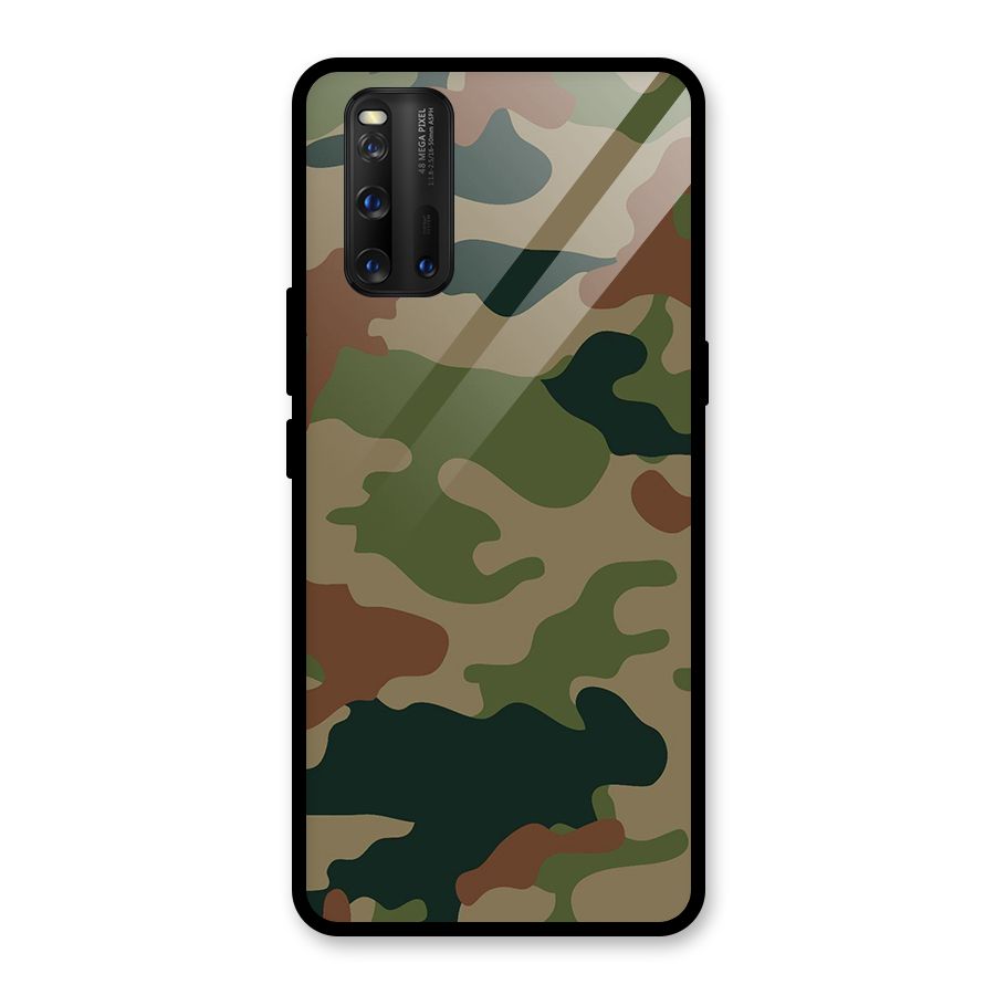 Army Camouflage Glass Back Case for Vivo iQOO 3