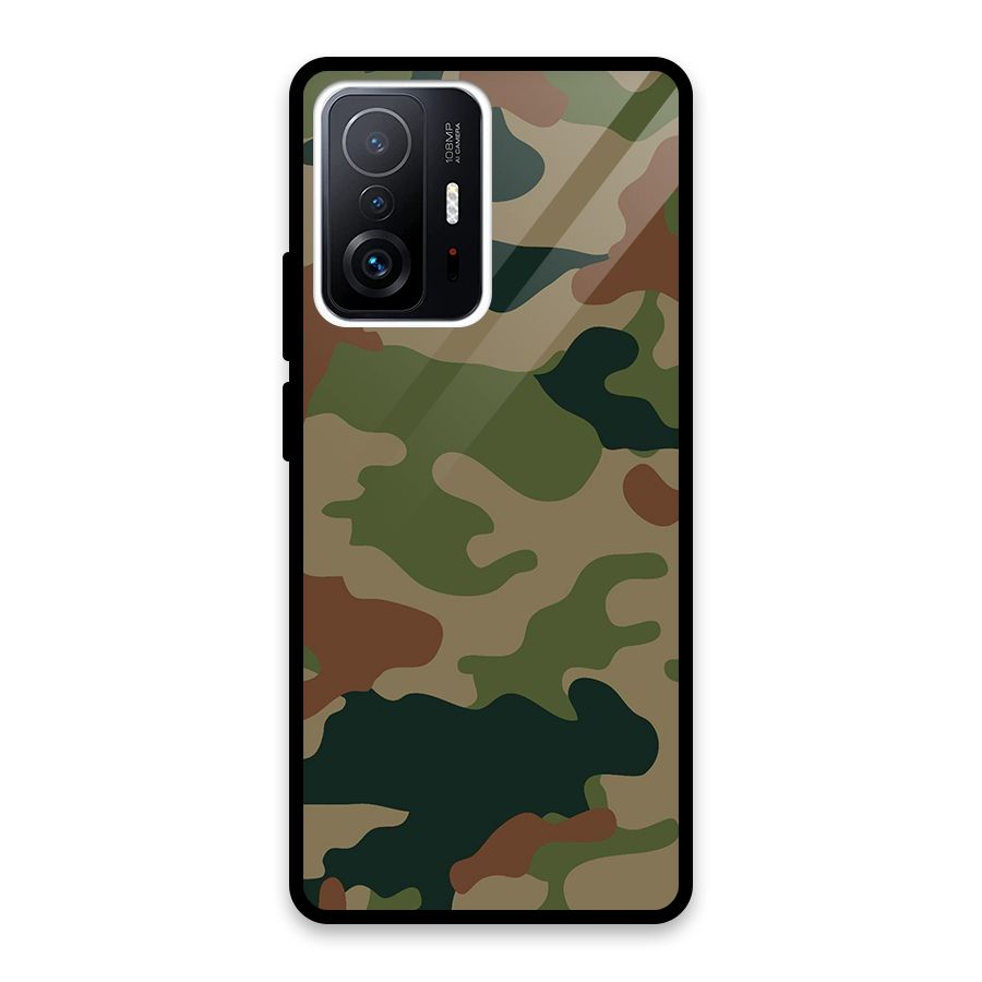 Army Camouflage Glass Back Case for Xiaomi 11T Pro
