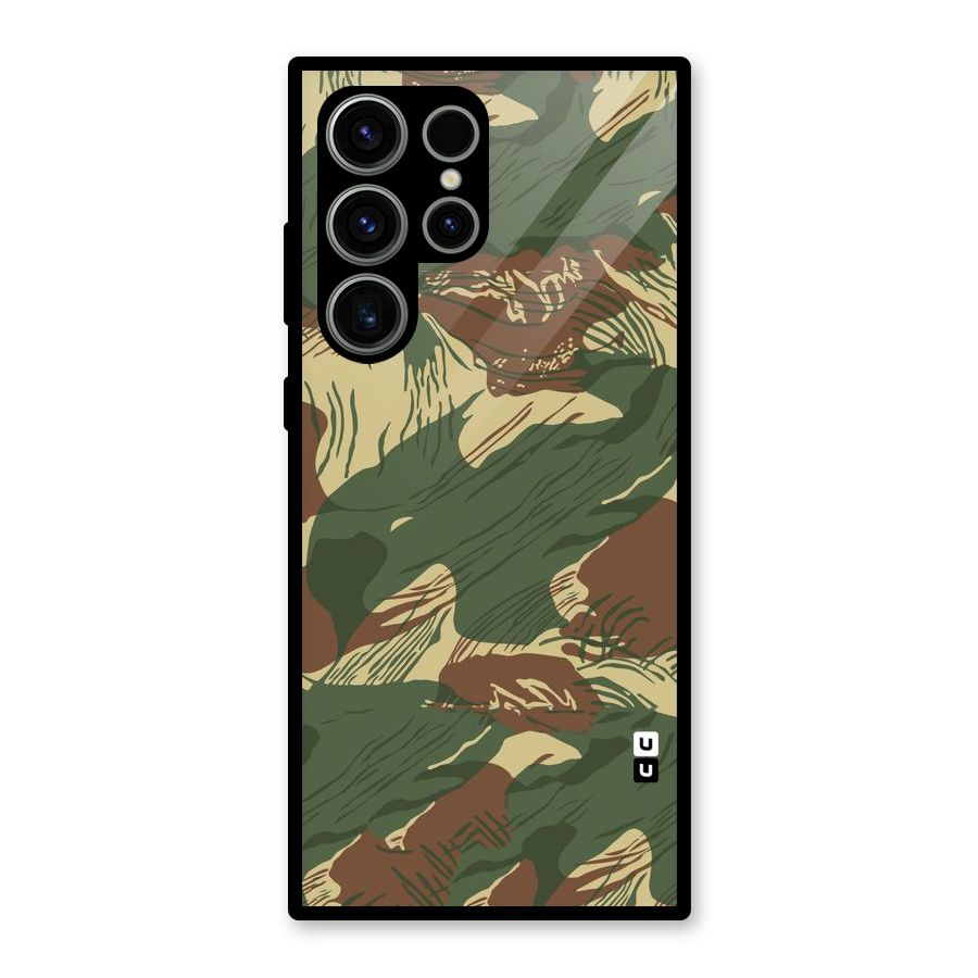 Army Design Glass Back Case for Galaxy S23 Ultra