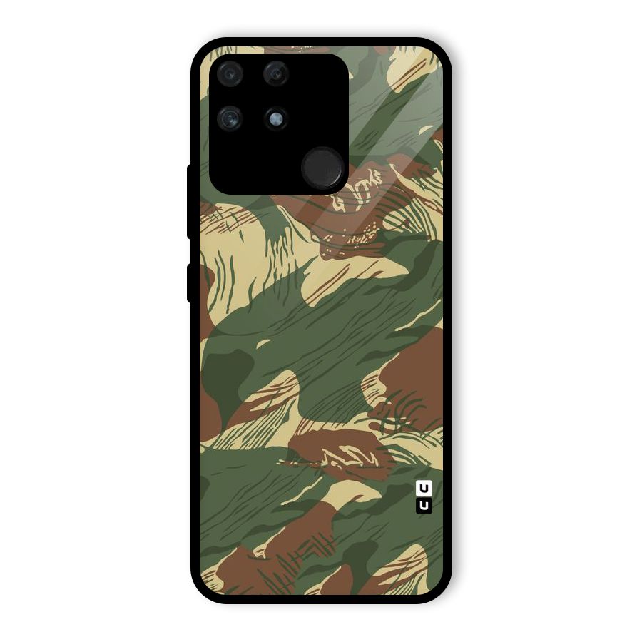 Army Design Glass Back Case for Realme Narzo 50A
