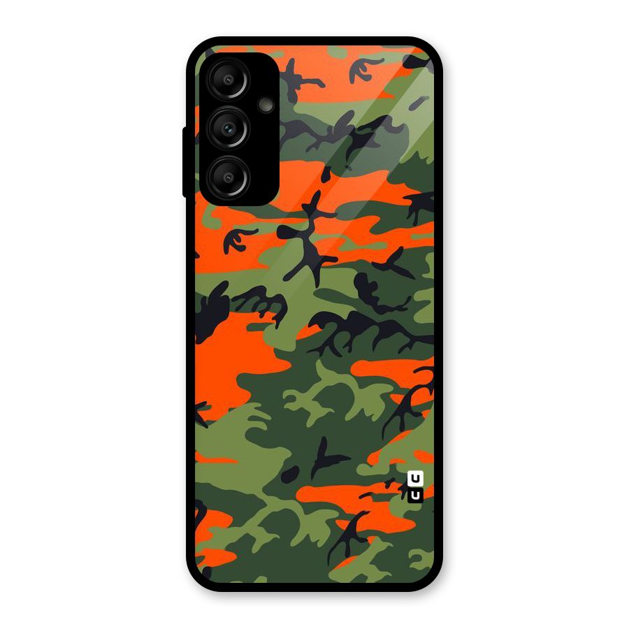 Army Pattern Glass Back Case for Galaxy A14 5G