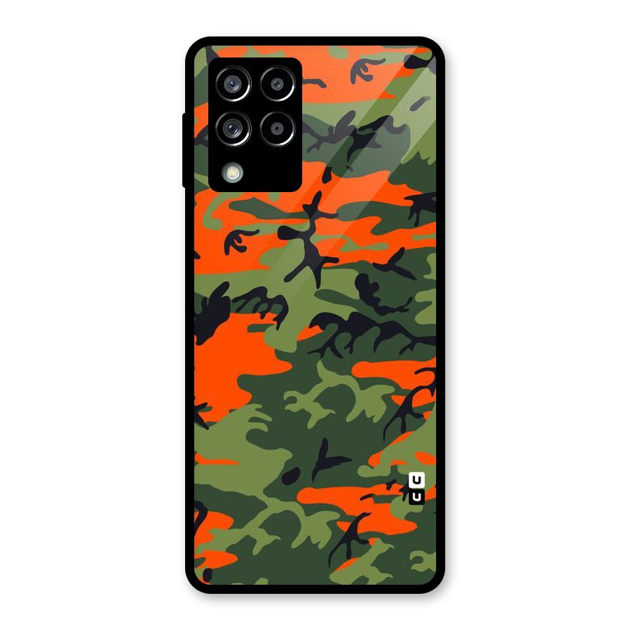 Army Pattern Glass Back Case for Galaxy M53 5G