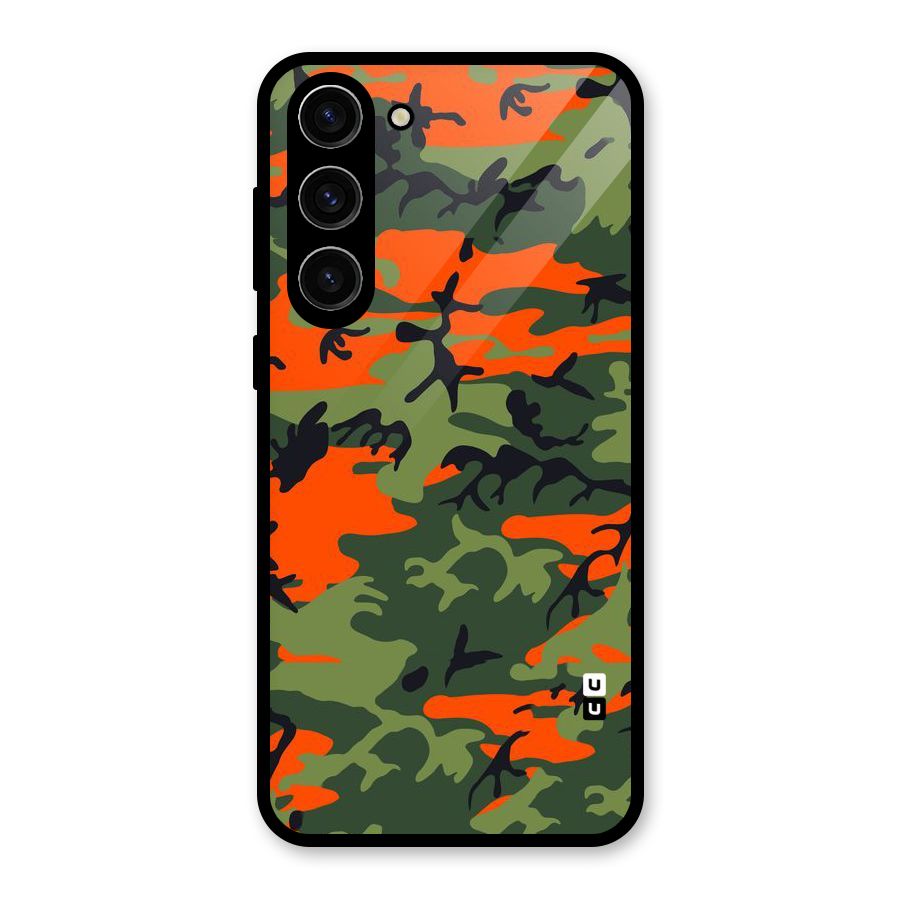 Army Pattern Glass Back Case for Galaxy S23 Plus