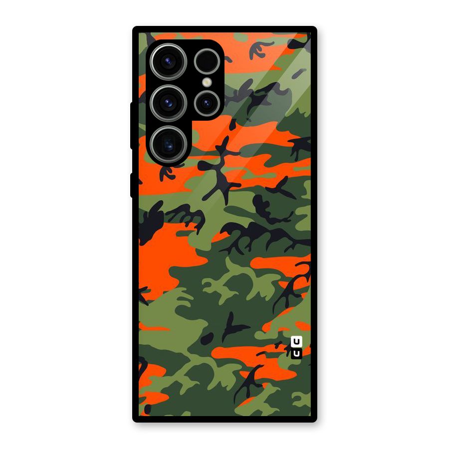 Army Pattern Glass Back Case for Galaxy S23 Ultra