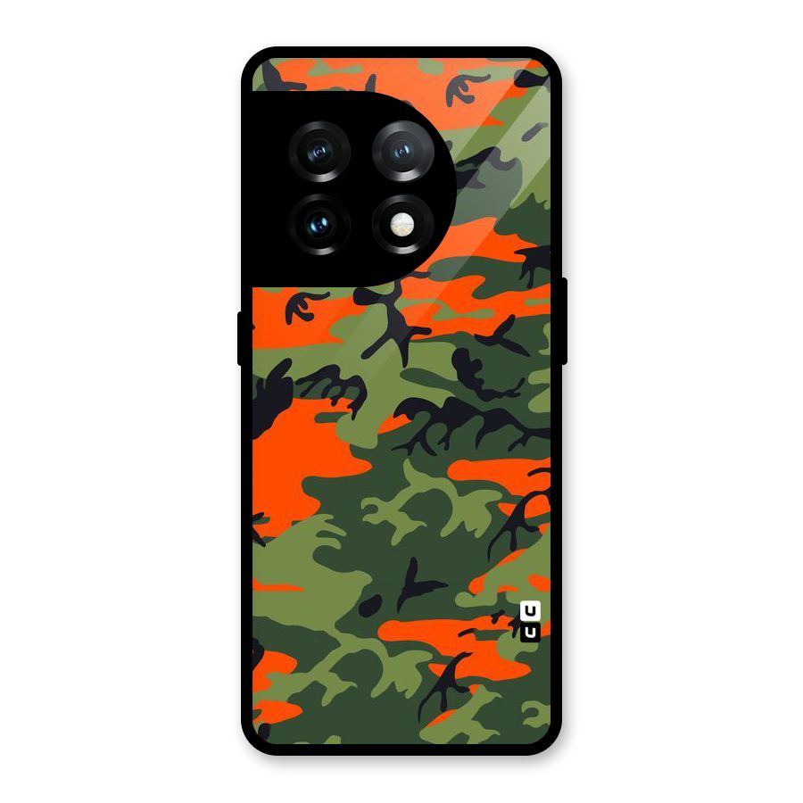 Army Pattern Glass Back Case for OnePlus 11