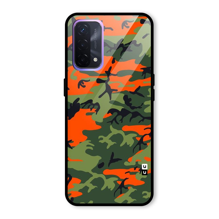 Army Pattern Glass Back Case for Oppo A74 5G