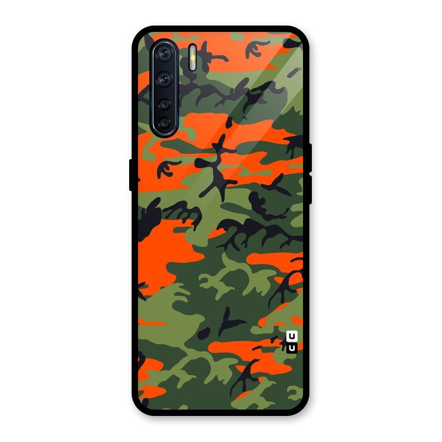 Army Pattern Glass Back Case for Oppo F15
