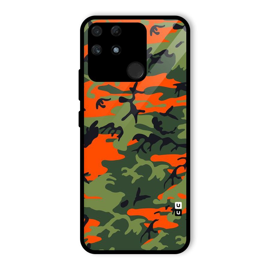 Army Pattern Glass Back Case for Realme Narzo 50A