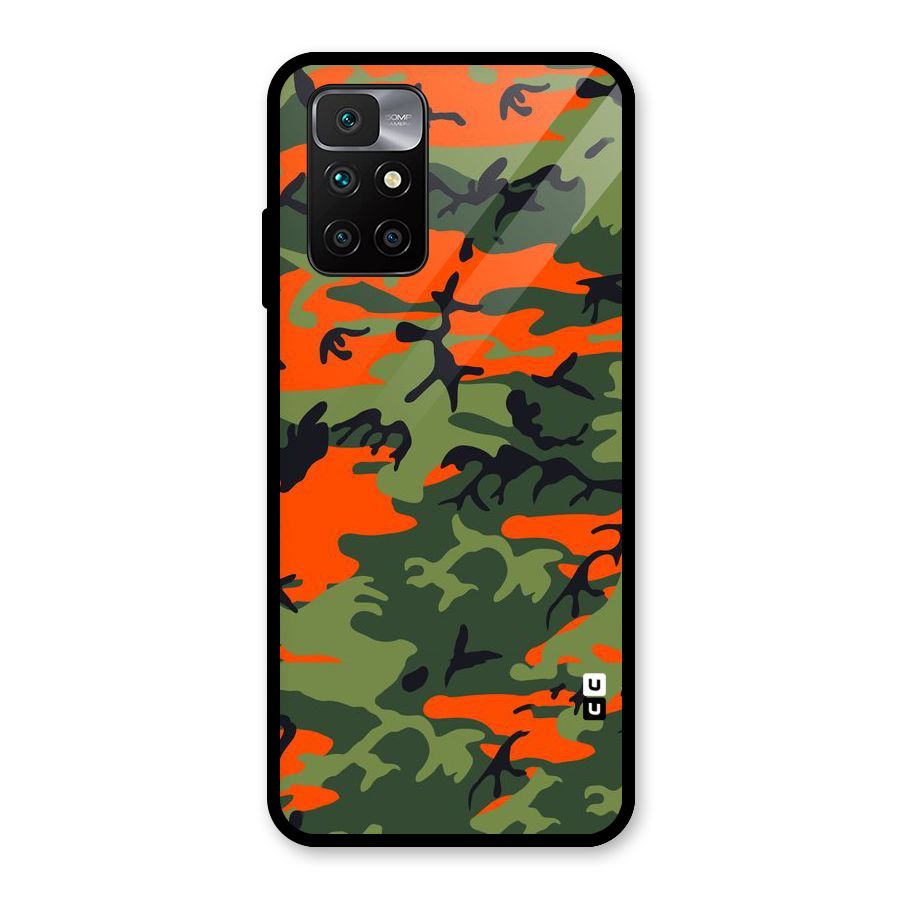 Army Pattern Glass Back Case for Redmi 10 Prime