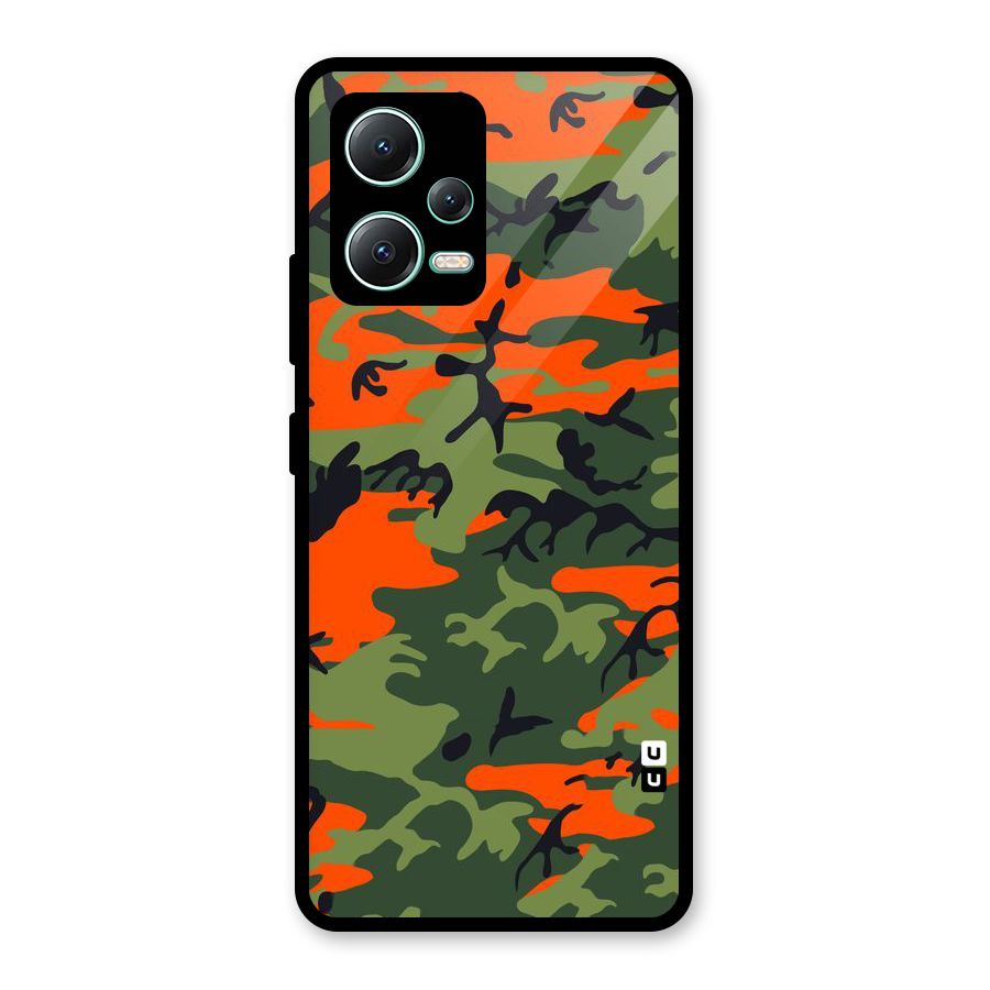 Army Pattern Glass Back Case for Redmi Note 12 5G