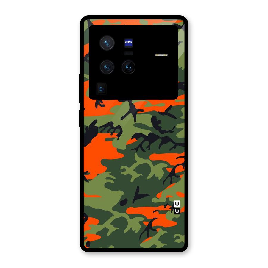 Army Pattern Glass Back Case for Vivo X80 Pro