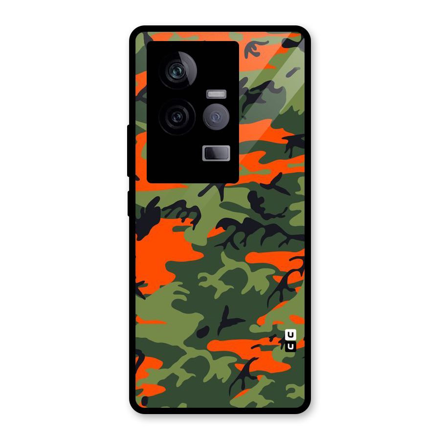 Army Pattern Glass Back Case for Vivo iQOO 11 5G