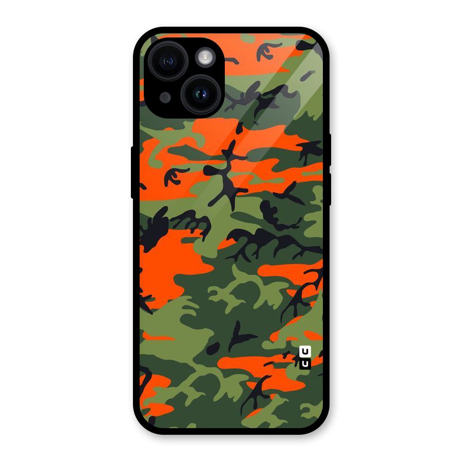 Army Pattern Glass Back Case for iPhone 14