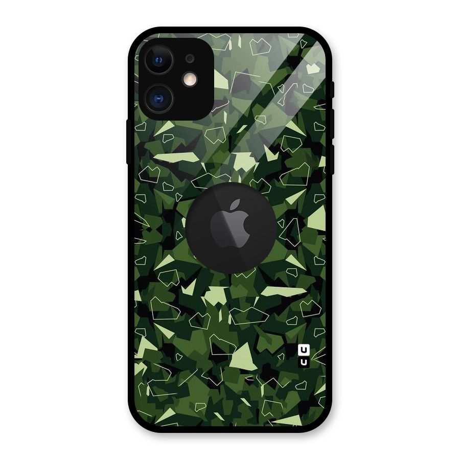 Army Shape Design Glass Back Case for iPhone 11 Logo Cut