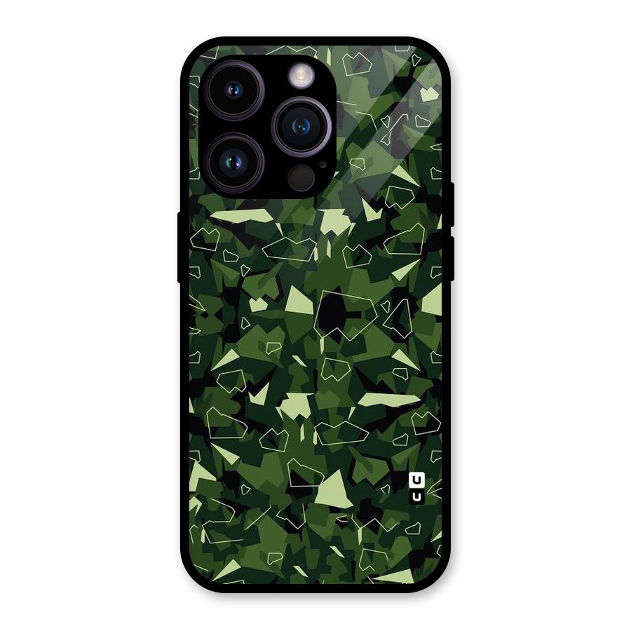 Army Shape Design Glass Back Case for iPhone 14 Pro