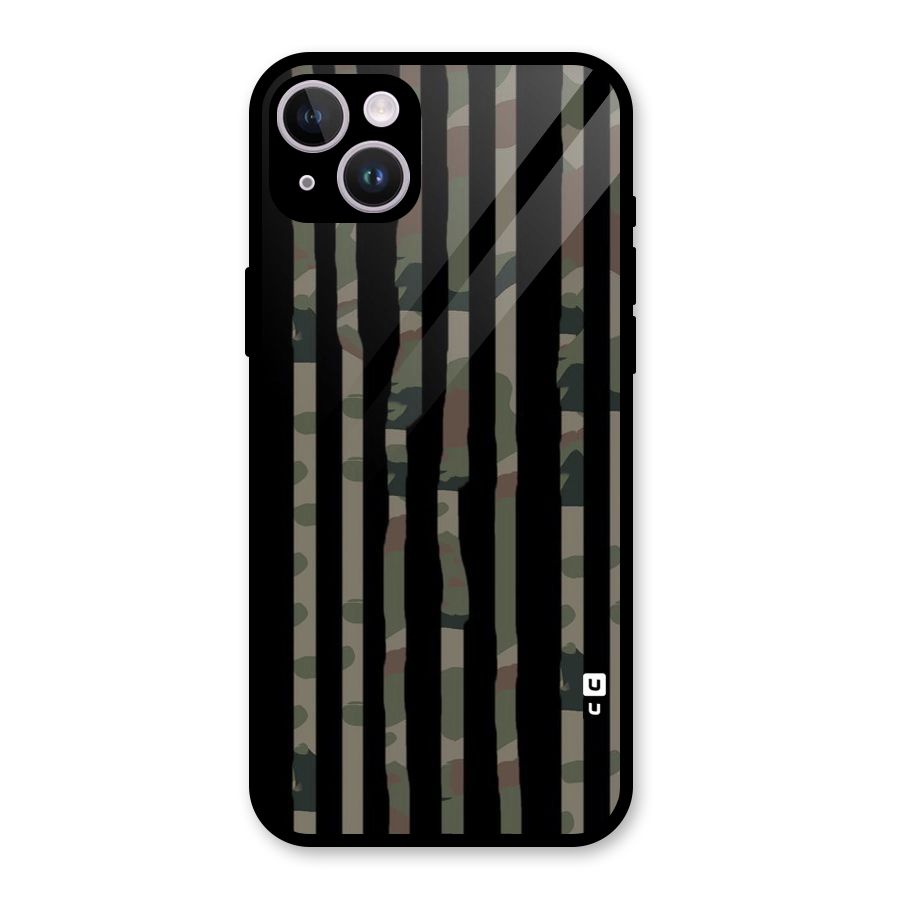 Army Stripes Glass Back Case for iPhone 14 Plus