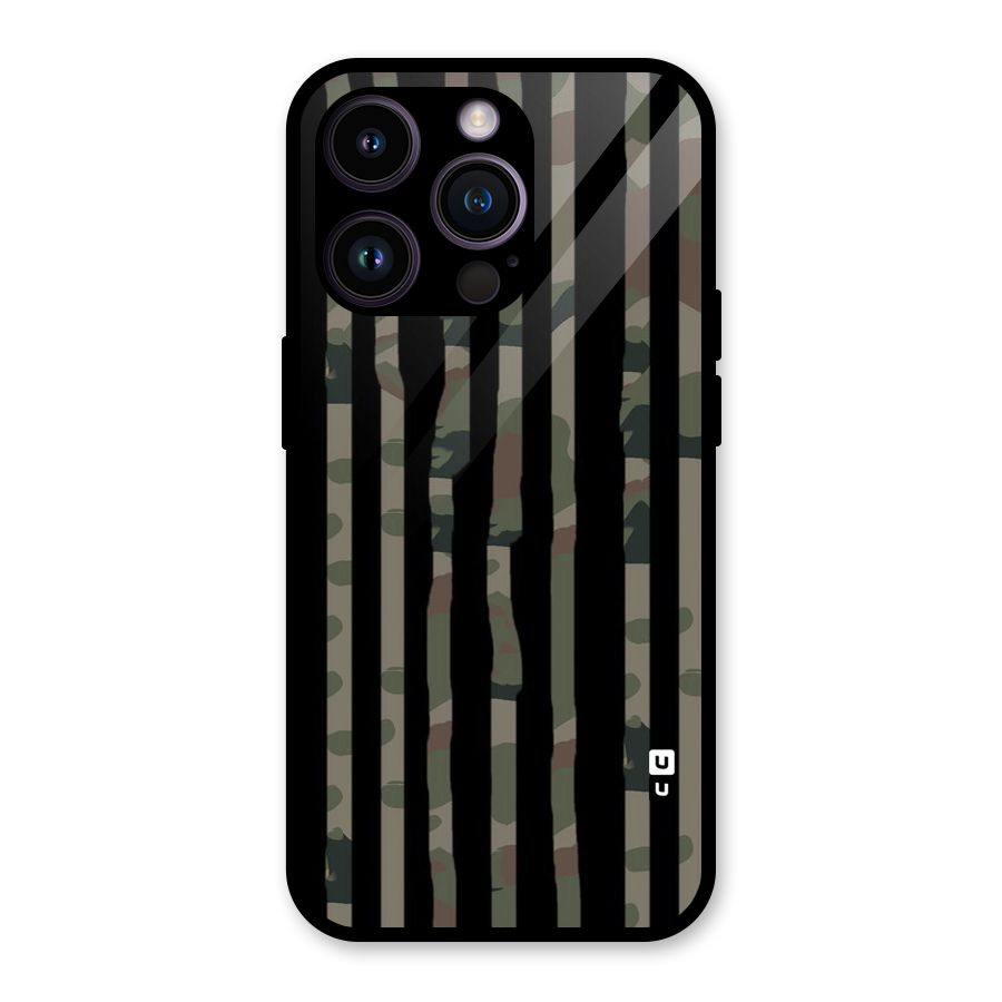 Army Stripes Glass Back Case for iPhone 14 Pro