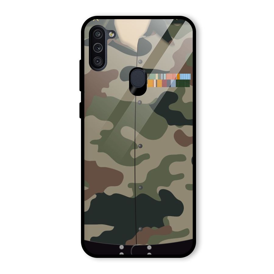 Army Uniform Glass Back Case for Galaxy M11