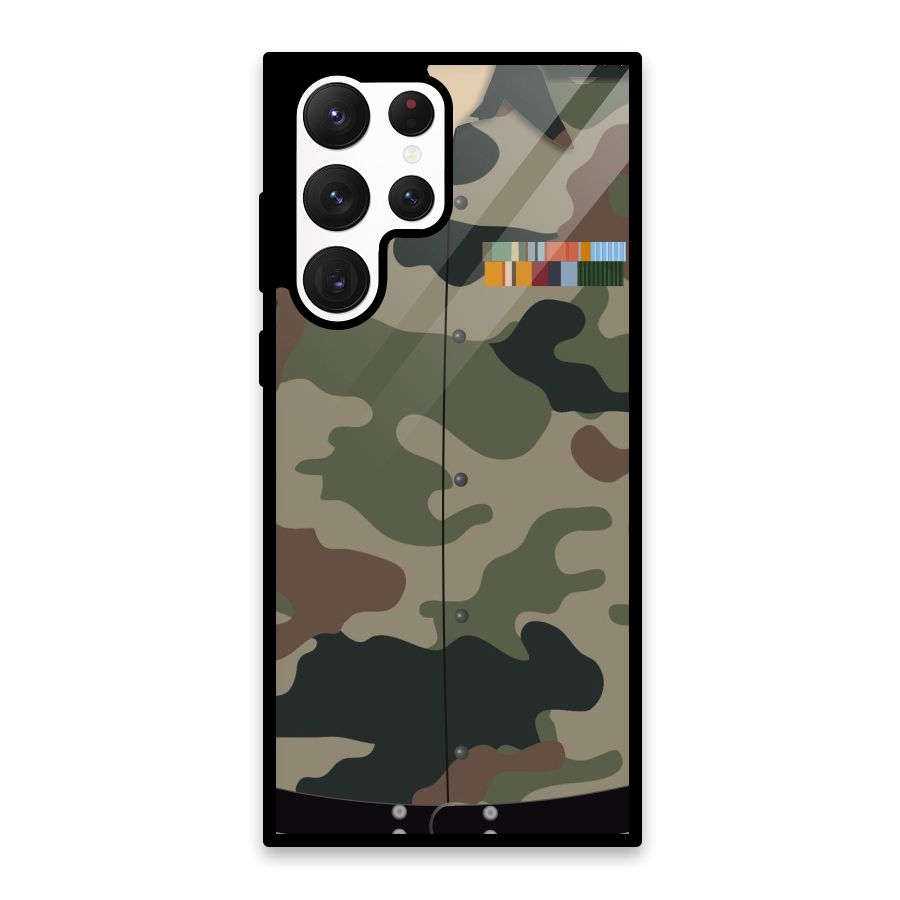 Army Uniform Glass Back Case for Galaxy S22 Ultra 5G