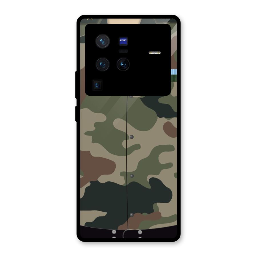 Army Uniform Glass Back Case for Vivo X80 Pro