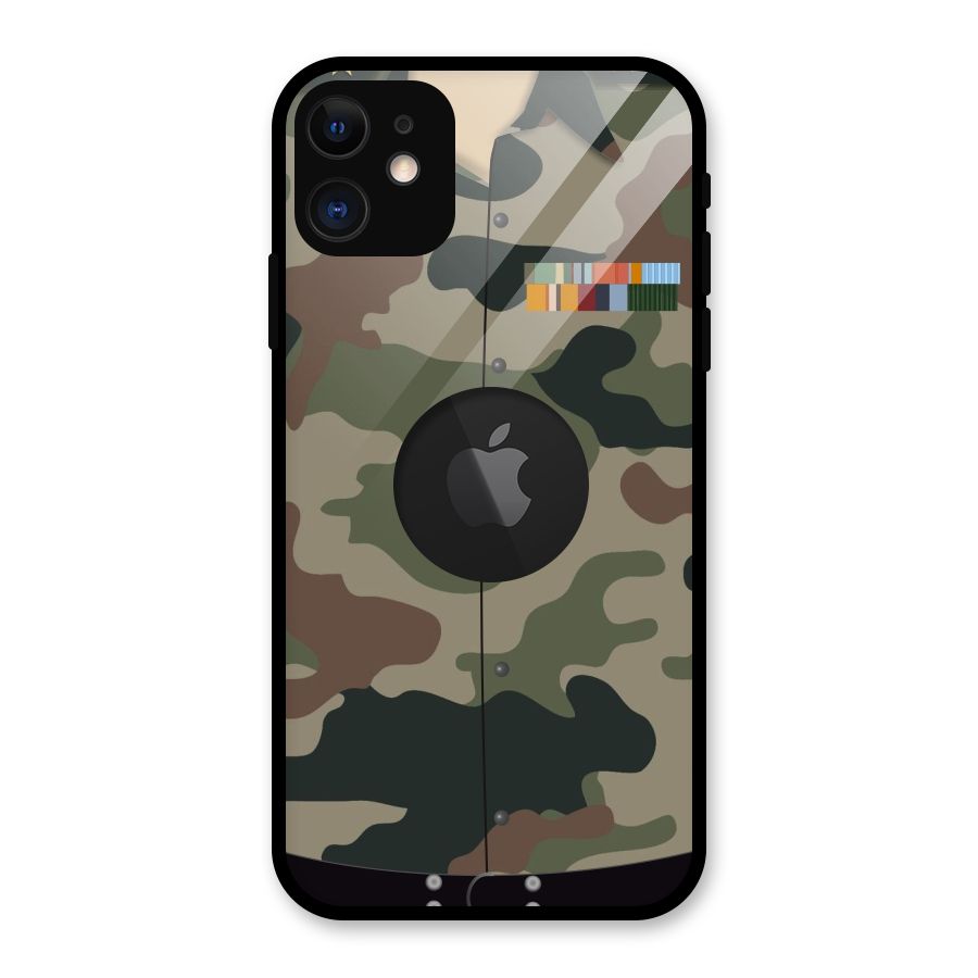 Army Uniform Glass Back Case for iPhone 11 Logo Cut