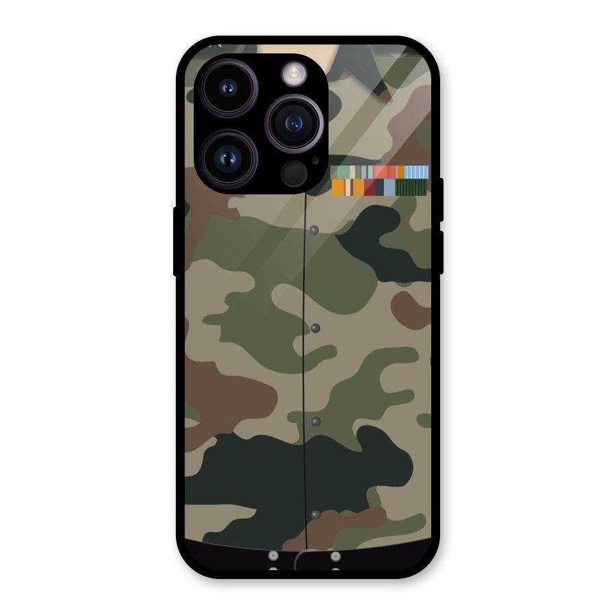 Army Uniform Glass Back Case for iPhone 14 Pro