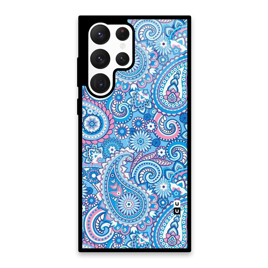 Artistic Blue Art Glass Back Case for Galaxy S22 Ultra 5G