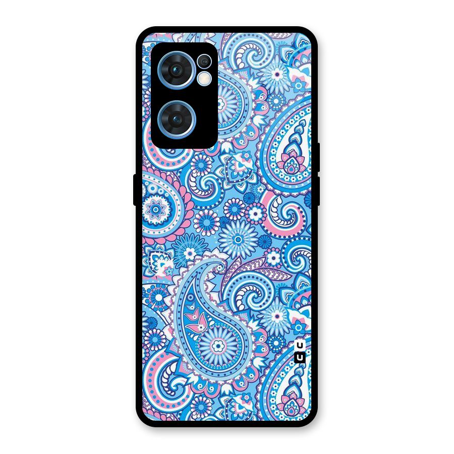 Artistic Blue Art Glass Back Case for Oppo Reno7 5G