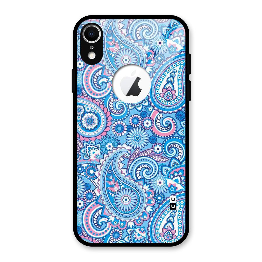 Artistic Blue Art Glass Back Case for iPhone XR Logo Cut