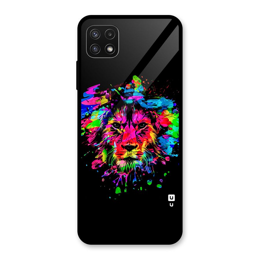 Artistic Lion Art Splash Glass Back Case for Galaxy A22 5G