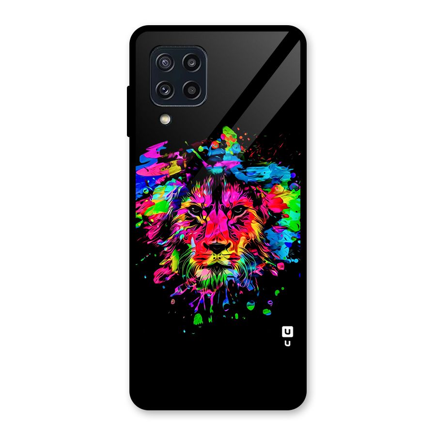 Artistic Lion Art Splash Glass Back Case for Galaxy M32