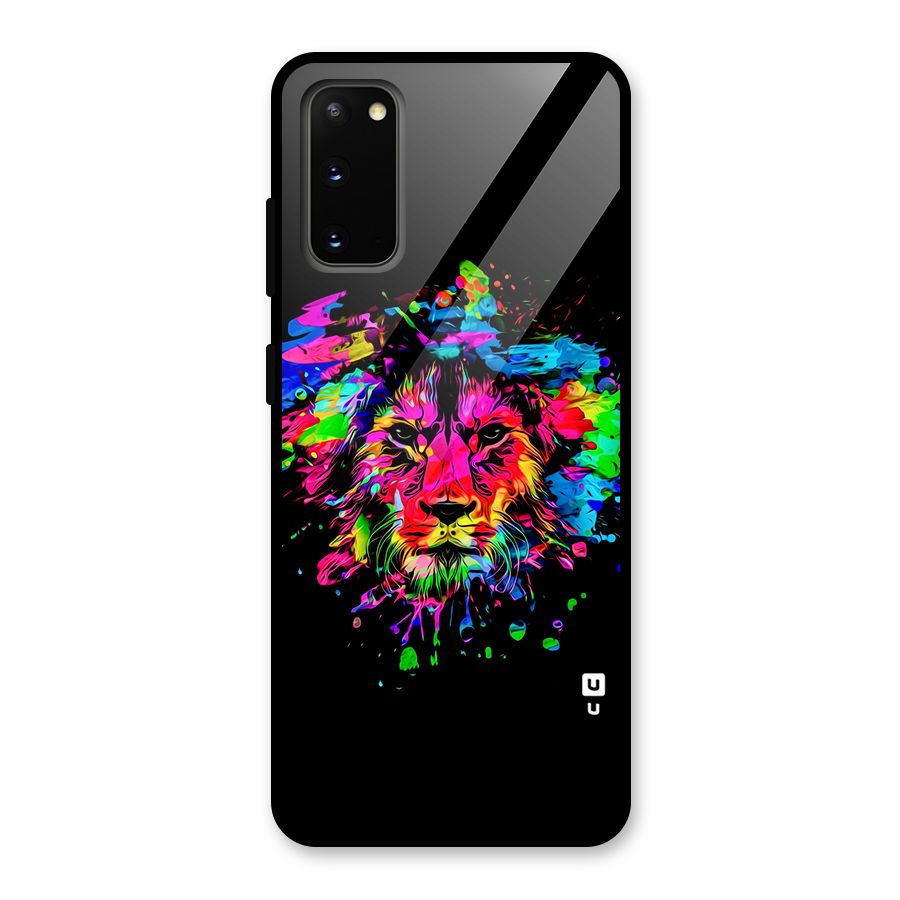 Artistic Lion Art Splash Glass Back Case for Galaxy S20