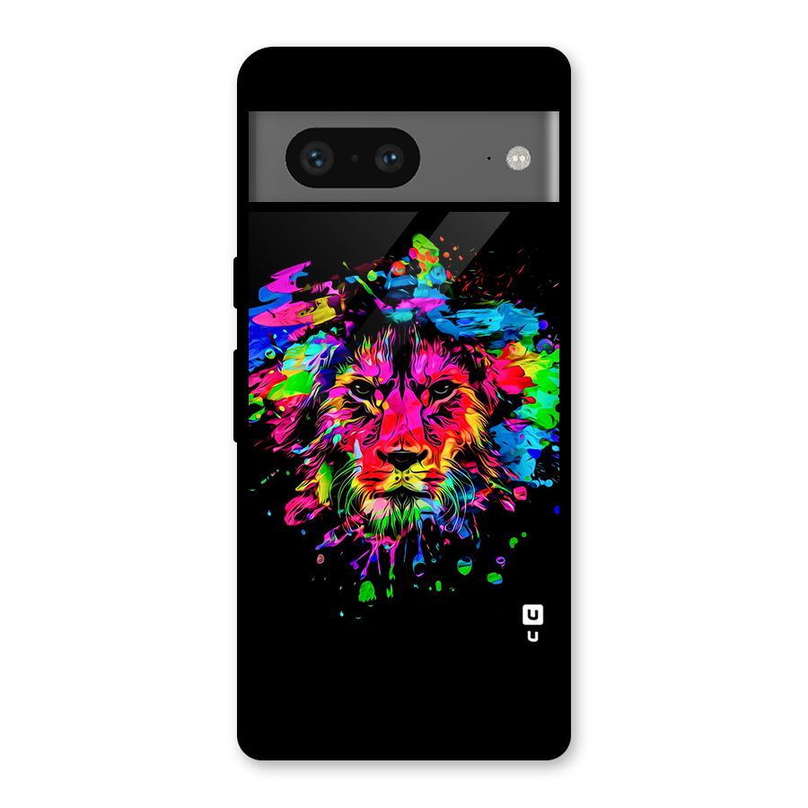 Artistic Lion Art Splash Glass Back Case for Google Pixel 7