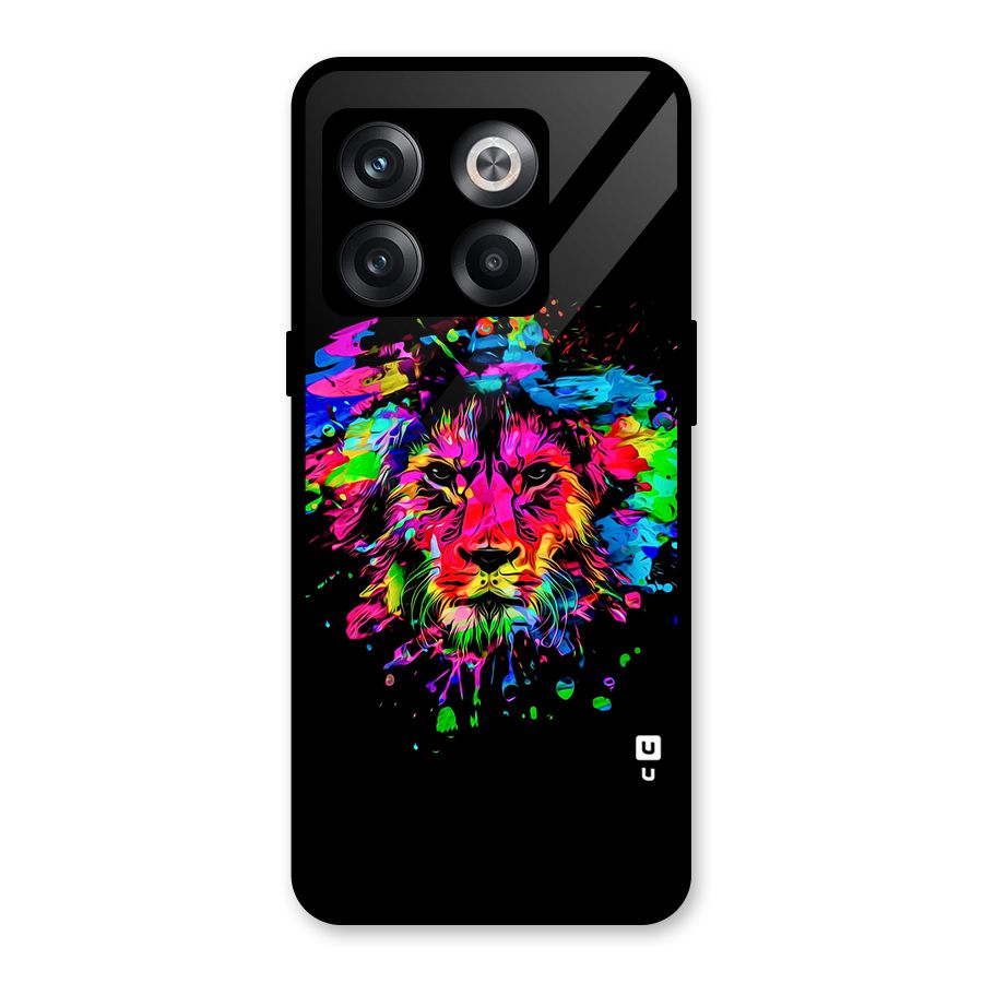Artistic Lion Art Splash Glass Back Case for OnePlus 10T