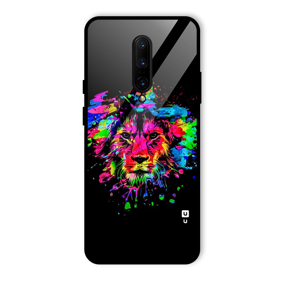 Artistic Lion Art Splash Glass Back Case for OnePlus 7 Pro