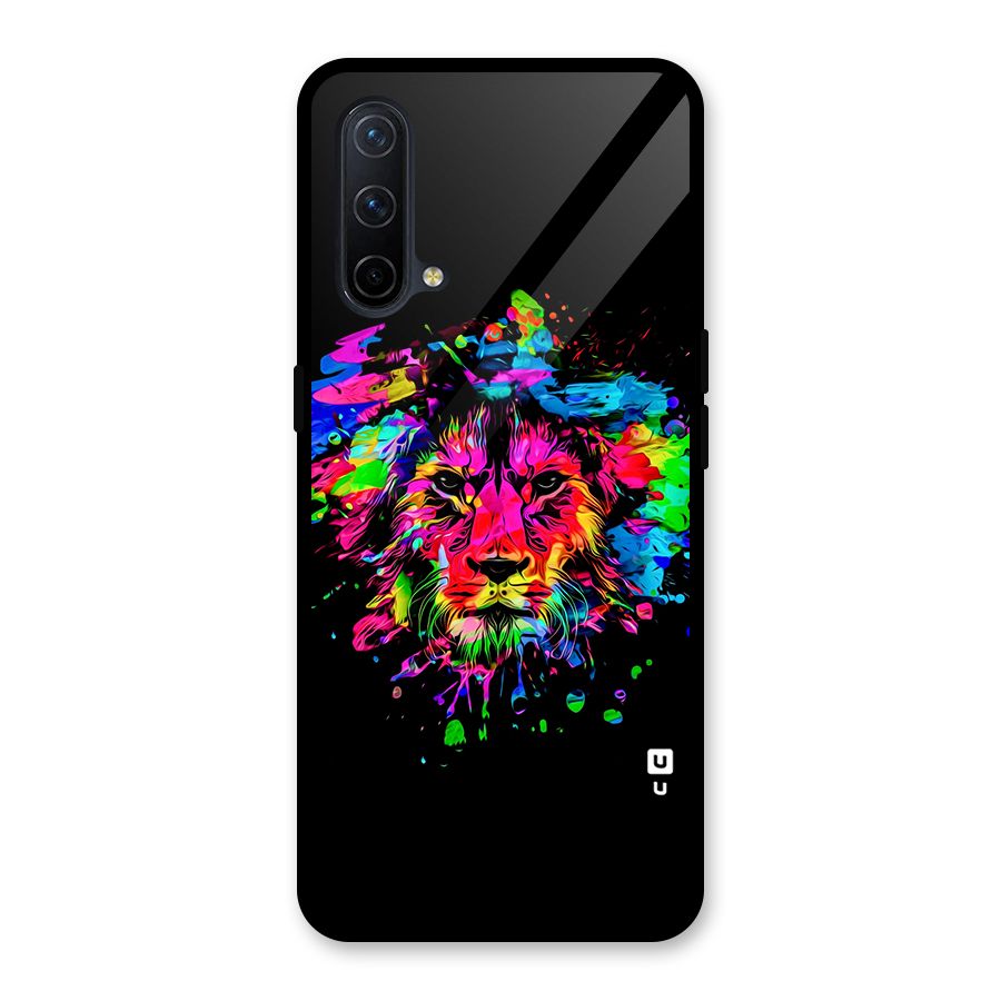 Artistic Lion Art Splash Glass Back Case for OnePlus Nord CE 5G
