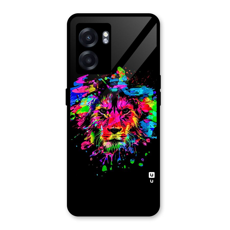 Artistic Lion Art Splash Glass Back Case for Oppo K10 (5G)