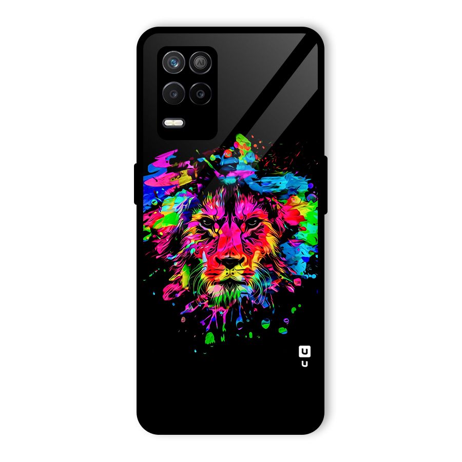 Artistic Lion Art Splash Glass Back Case for Realme 8 5G