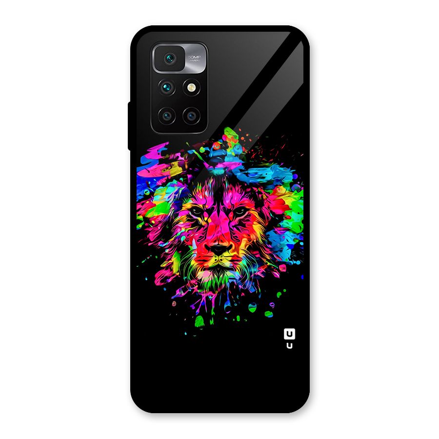 Artistic Lion Art Splash Glass Back Case for Redmi 10 Prime
