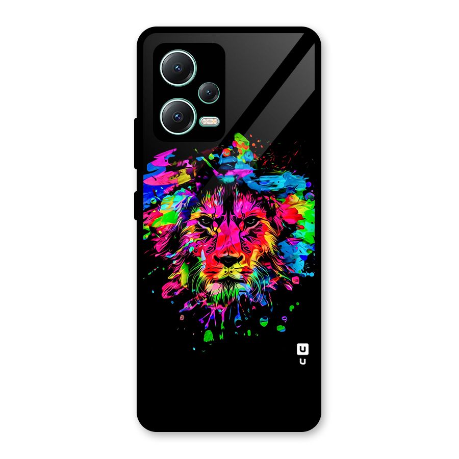 Artistic Lion Art Splash Glass Back Case for Redmi Note 12 5G