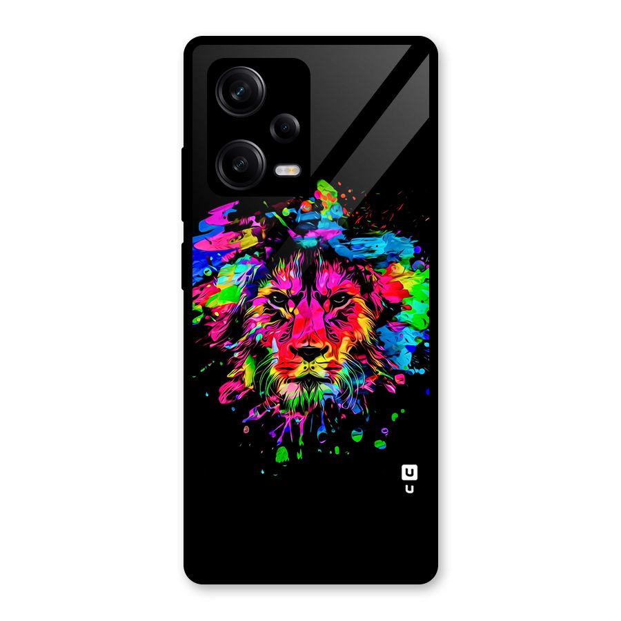 Artistic Lion Art Splash Glass Back Case for Redmi Note 12 Pro