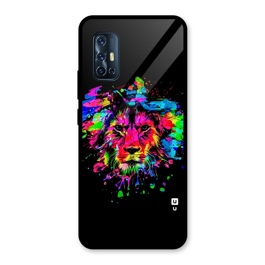 Artistic Lion Art Splash Glass Back Case for Vivo V17