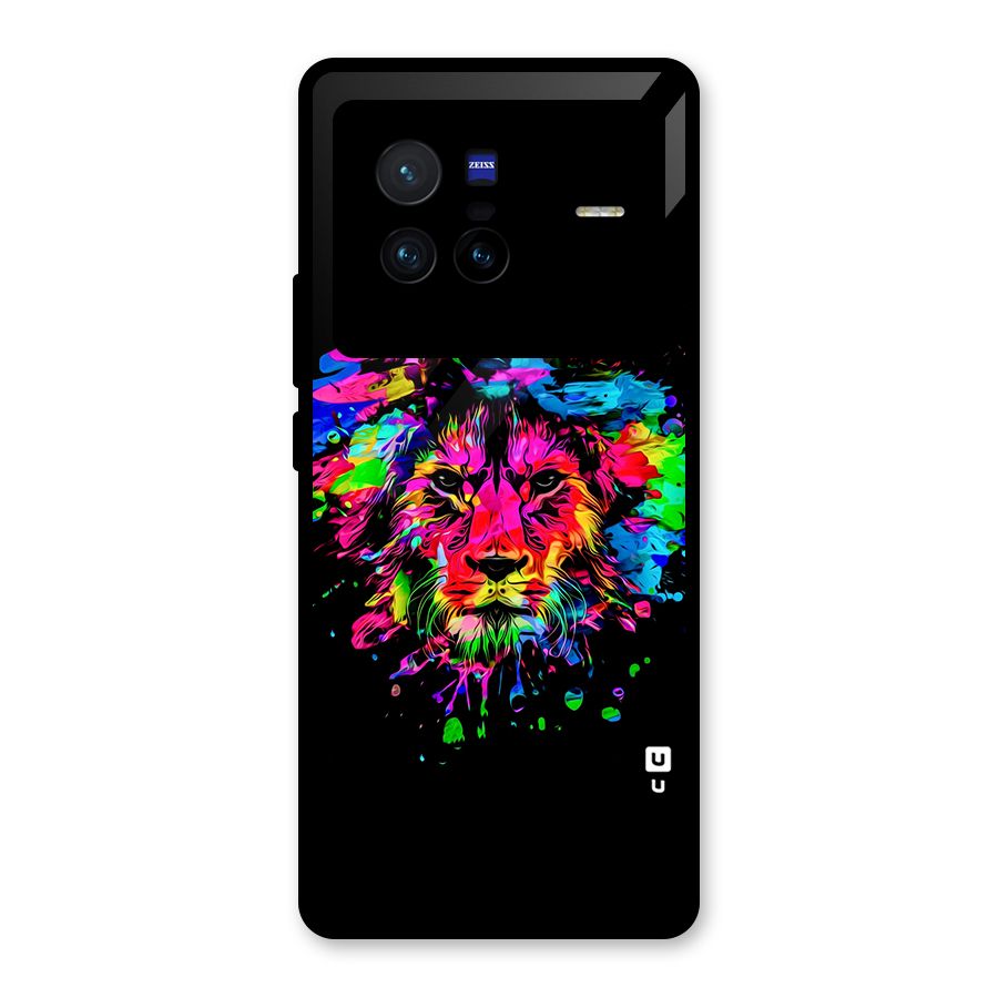 Artistic Lion Art Splash Glass Back Case for Vivo X80