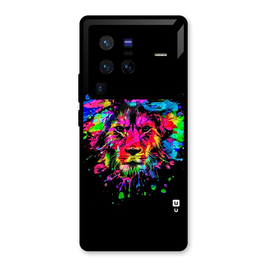 Artistic Lion Art Splash Glass Back Case for Vivo X80 Pro