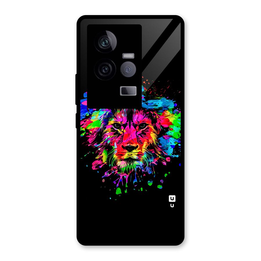 Artistic Lion Art Splash Glass Back Case for Vivo iQOO 11 5G