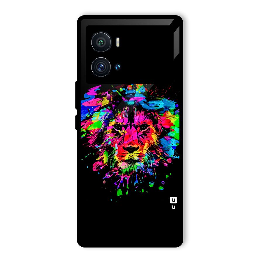 Artistic Lion Art Splash Glass Back Case for Vivo iQOO 9 Pro