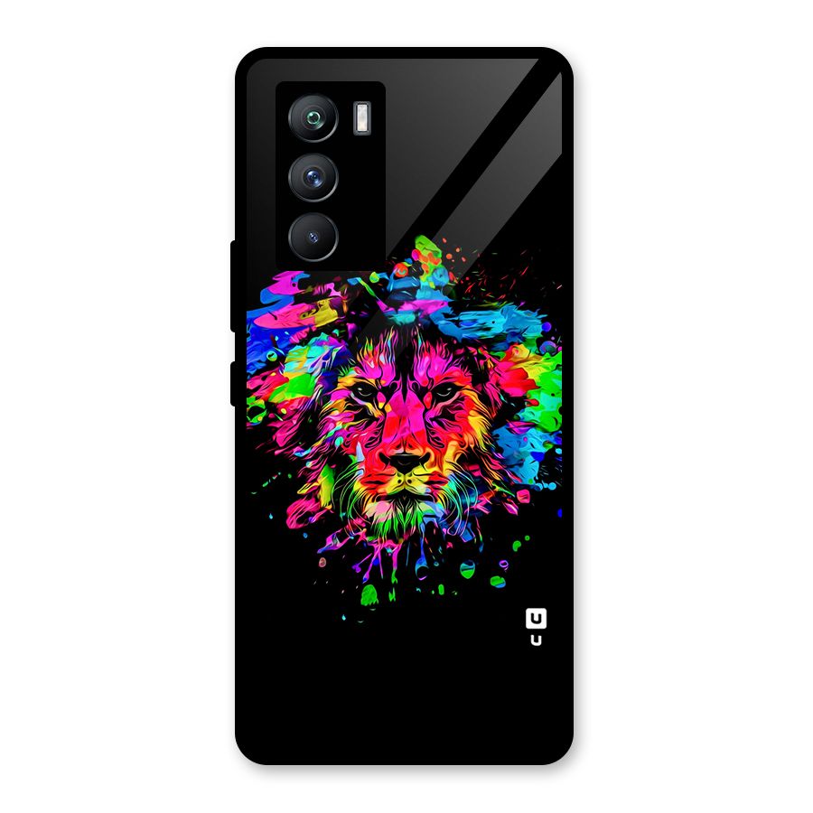 Artistic Lion Art Splash Glass Back Case for Vivo iQOO 9 SE