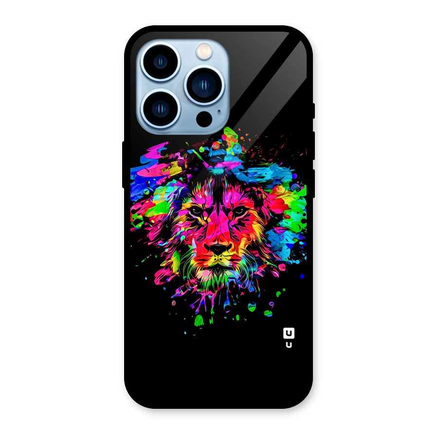 Artistic Lion Art Splash Glass Back Case for iPhone 13 Pro