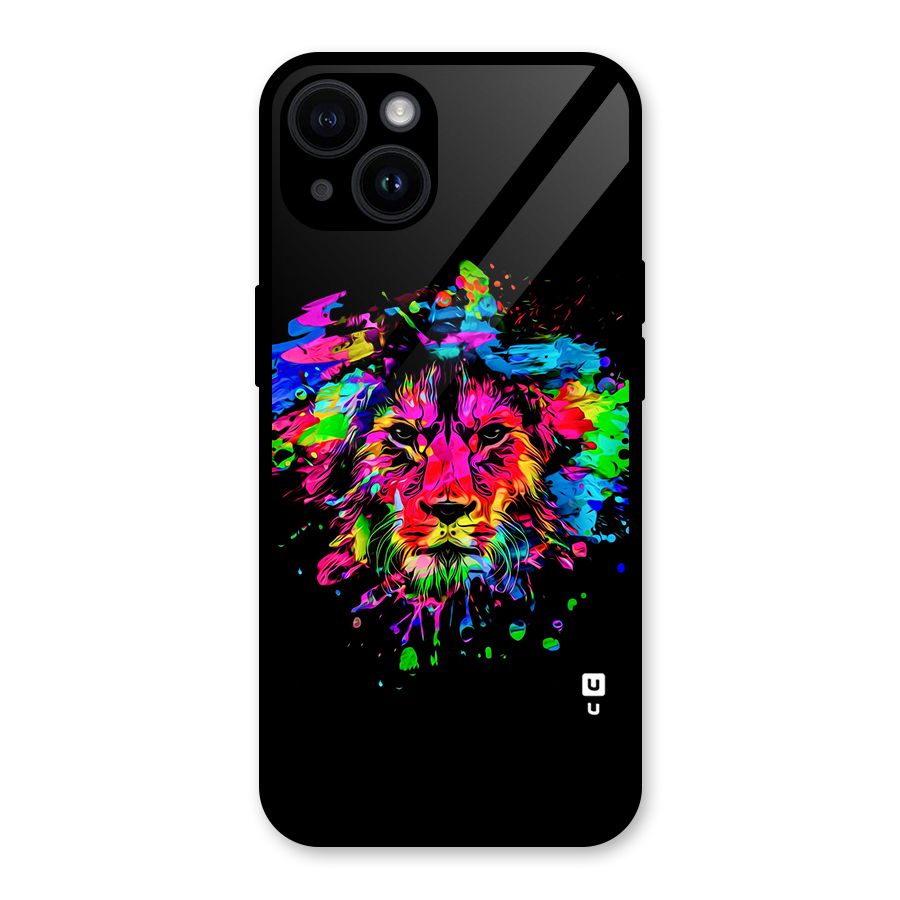 Artistic Lion Art Splash Glass Back Case for iPhone 14