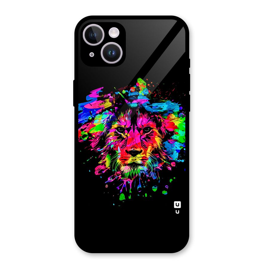 Artistic Lion Art Splash Glass Back Case for iPhone 14 Plus